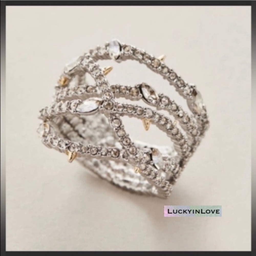 ALEXIS BITTAR • Silver Orbiting
Crystal Encrusted Thorny Lace Ring sz 7 - Picture 1 of 14